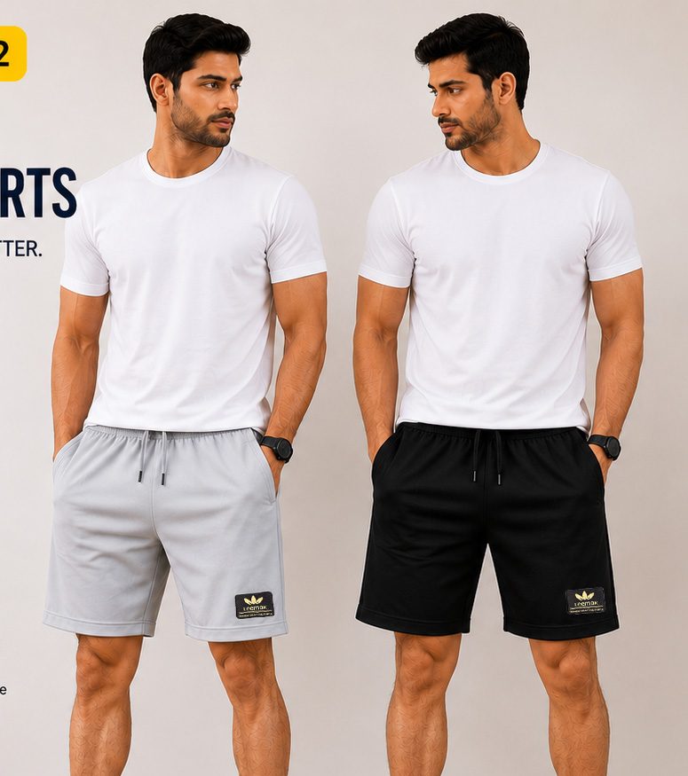 LEEMAK Men Regular Fit Solid Shorts with Side Pockets and Drawstring