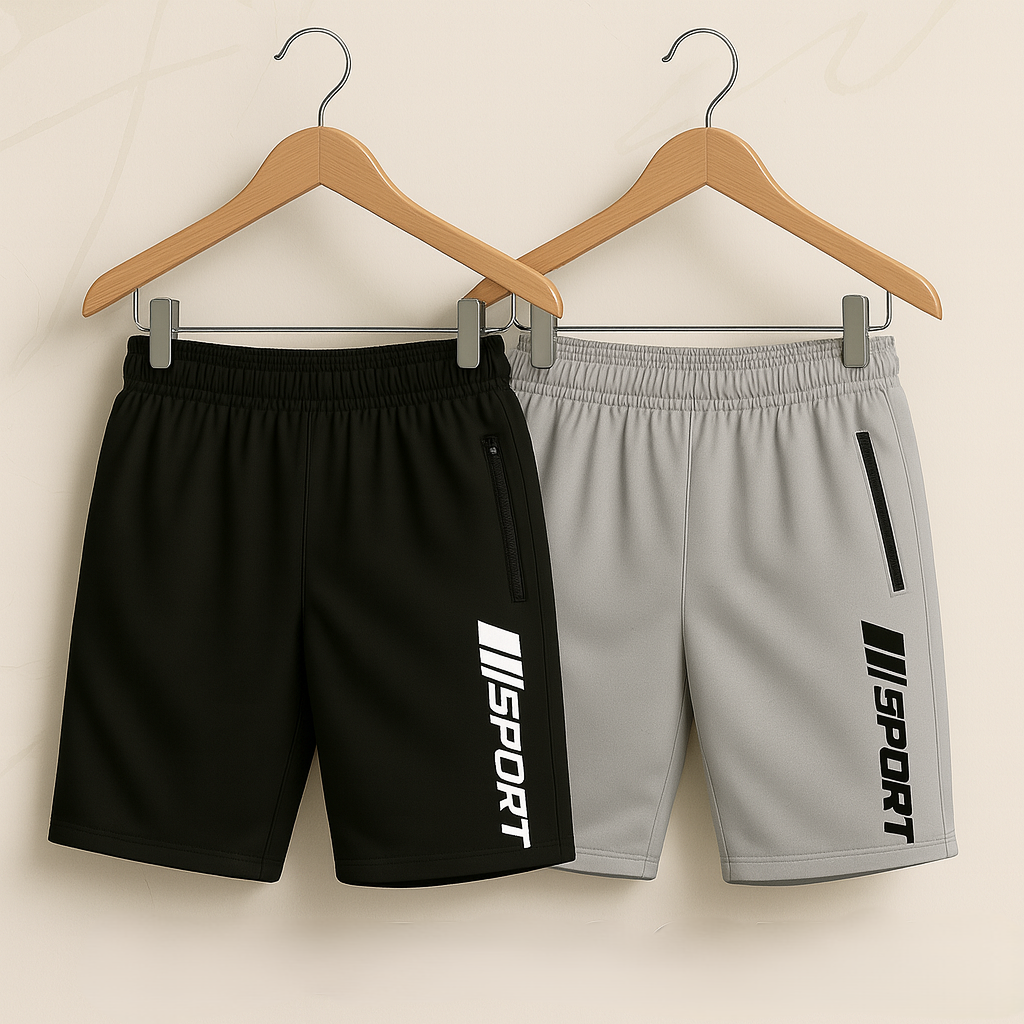 LEEMAK Men’s Regular Fit Sports Shorts with 2 Zipper Pockets
