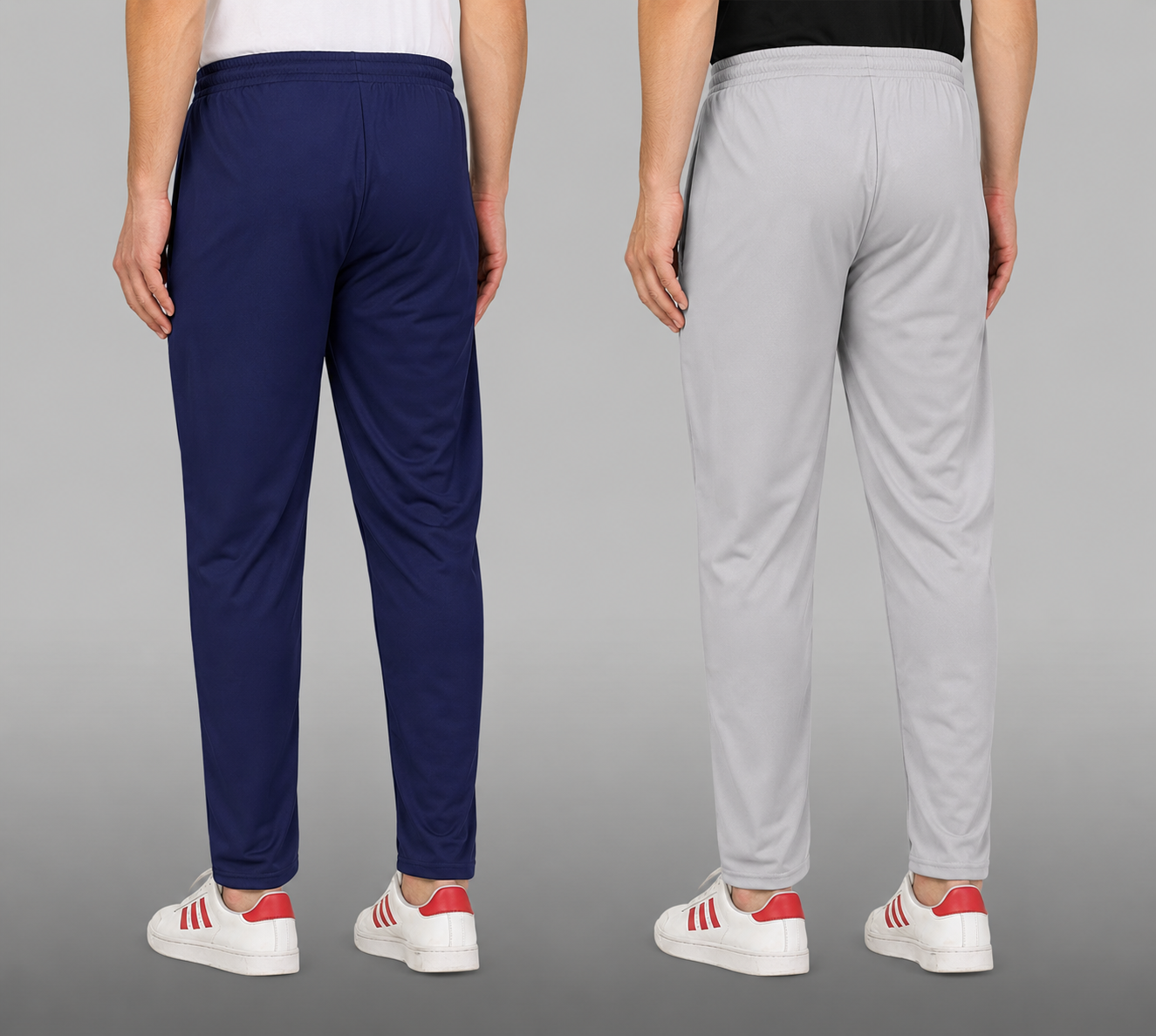 men's lycra Sports track Pants Pack of 2 Blue-Light Grey